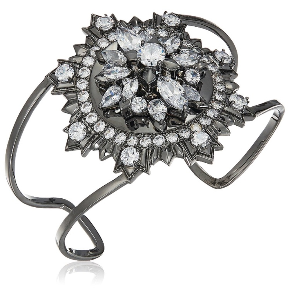 nOir Jewelry Atomic Symmetry Gunmetal Crystal Cuff